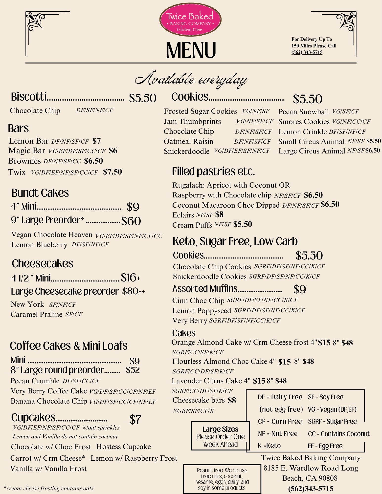 Gluten-Free Baked Goods | Twice Baked Bakery Menu